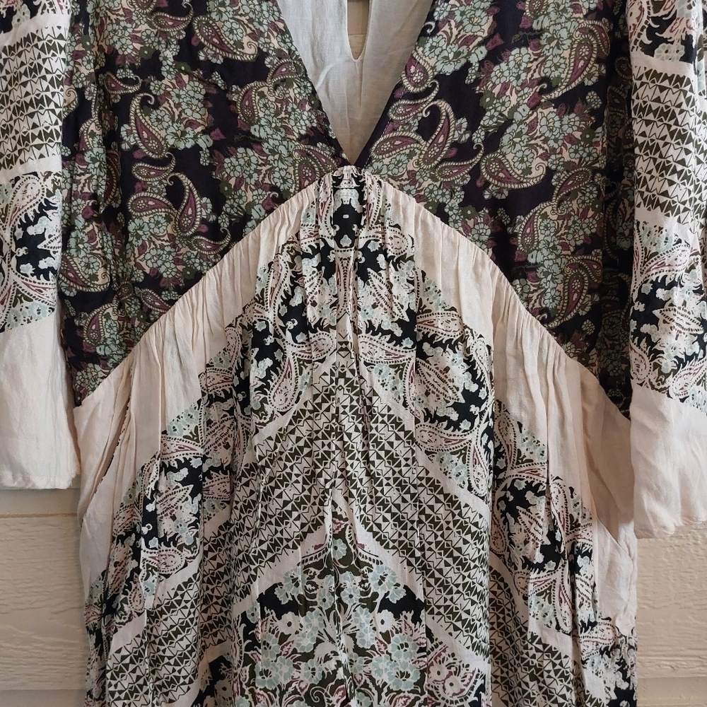Free People Deep V Front BOHO Style Casual Mini Dress- size S - Picture 5 of 8